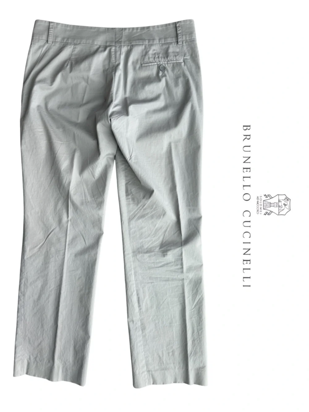 Brunello Cucinelli Cotton Stretch Wide Leg Tan Trousers Summer weight 8 - Picture 3 of 10